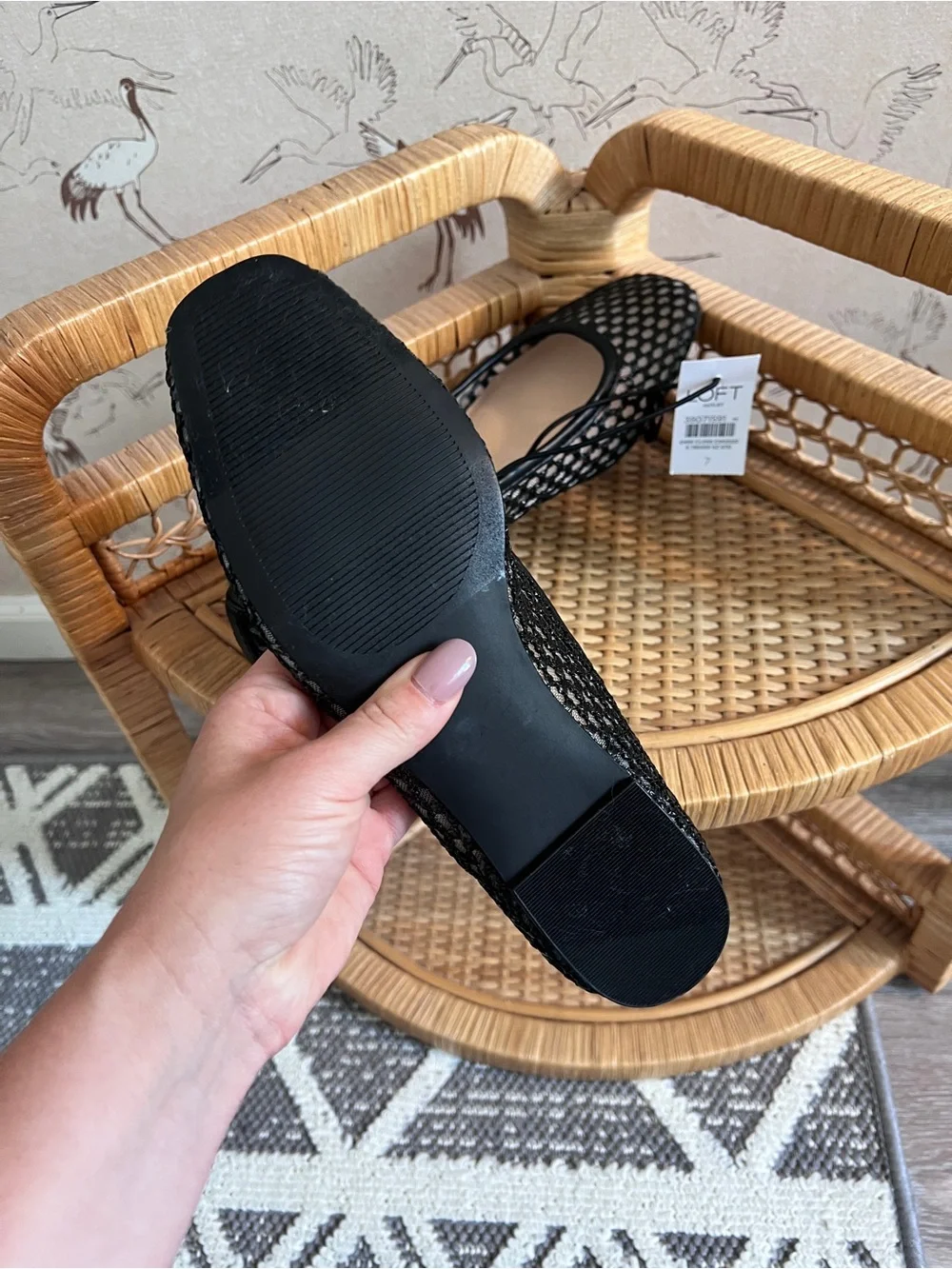NWT Ann Taylor LOFT square toe knit ballet flats
